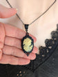 Gothic Victorian Black and Ivory Goddess Cameo Necklace