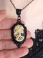 Black Skull Cameo Necklace: Gothic Skeleton Pendant