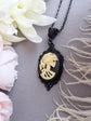 Black Skull Cameo Necklace: Gothic Skeleton Pendant