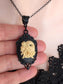 Black Sugar Skull Cameo Necklace, Gothic Jewelry