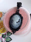 Gothic Blue Cameo Necklace: Ornate Black Vintage Style Jewelry