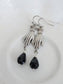 Victorian Hand Earrings – Gothic Silver with Black Teardrop Beads