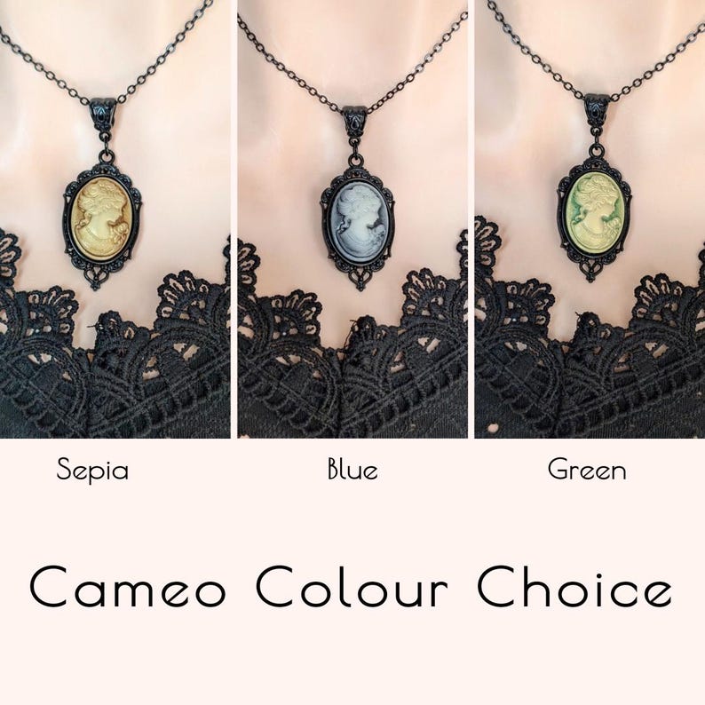 Gothic Sepia Cameo Necklace: Victorian Steampunk Jewelry