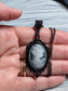 Gothic Blue Cameo Necklace: Ornate Black Vintage Style Jewelry