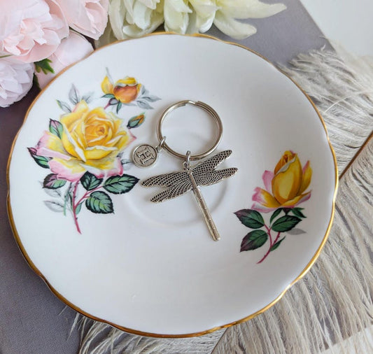 Dragonfly Keychain | Personalized Initial Charm | Handmade Gift