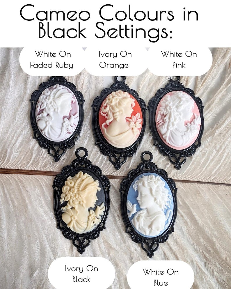 Goddess Cameo Statement Earrings: Silver Finish, Victorian Style