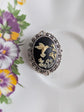 Hummingbird Cameo Brooch: Lacy Silvertone Vintage Style Pin