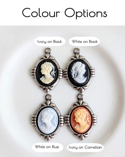 Dainty Cameo Necklace: Art Deco Silver Pendant, Vintage Style Gothic Jewelry