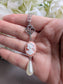 Pink Cameo Necklace with Pearl Drop, Victorian Silver Pendant Gift