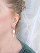 Blue Cameo Pearl Earrings | Victorian Brass Lace Vintage Jewelry