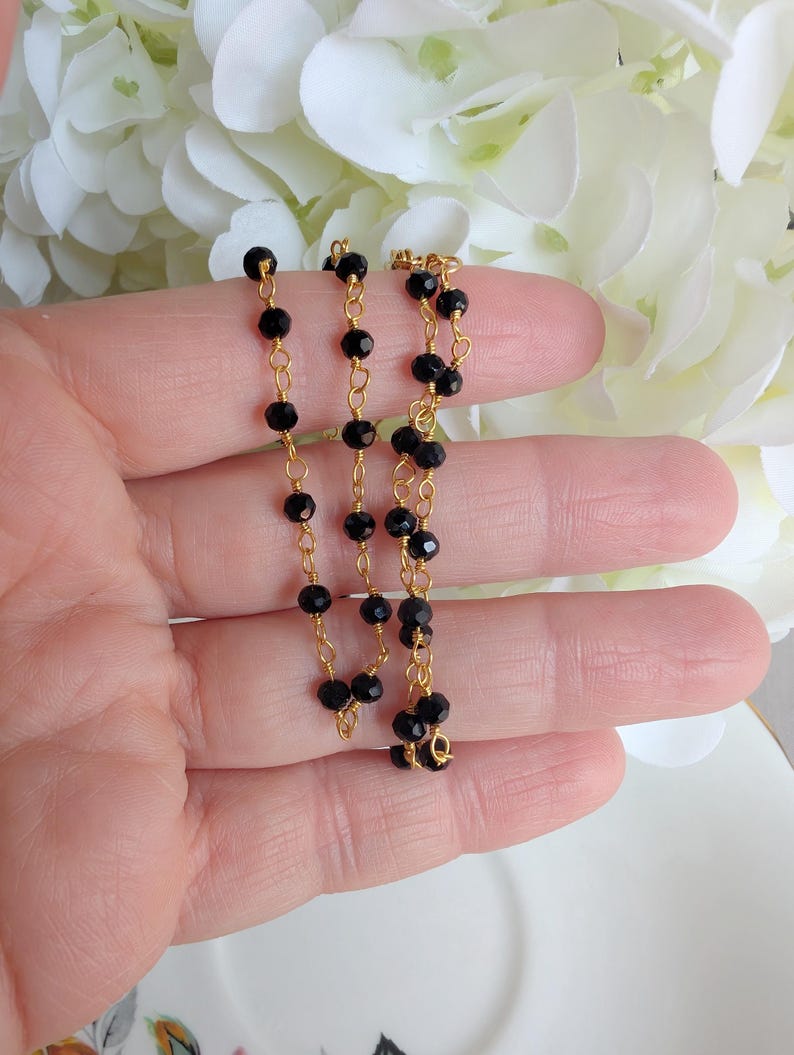 Black Bead Choker Necklace | Gothic Vintage Rosary Chain Jewelry