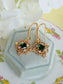 Gold Plated Filigree Dangle Earrings with Red, Green or Blue CZ Stones