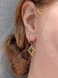 Gold Plated Filigree Dangle Earrings with Red, Green or Blue CZ Stones