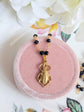 Scarab Pendant Choker | Black Beaded Rosary Chain Necklace