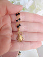 Scarab Pendant Choker | Black Beaded Rosary Chain Necklace