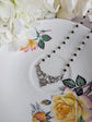 Silver Filigree Choker Necklace | Black Beaded Rosary Gothic Jewelry
