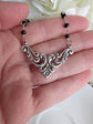 Silver Filigree Choker Necklace | Black Beaded Rosary Gothic Jewelry