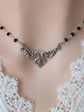 Silver Filigree Choker Necklace | Black Beaded Rosary Gothic Jewelry