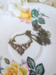 Antiqued Brass Filigree Choker Necklace, Vintage Handmade Jewelry