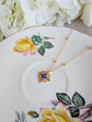 Gold Plated Filigree Necklace, Vintage Style Cubic Zirconia Pendant