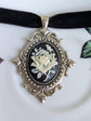 Victorian Rose Cameo Choker Necklace, Black Velvet Gothic Pendant
