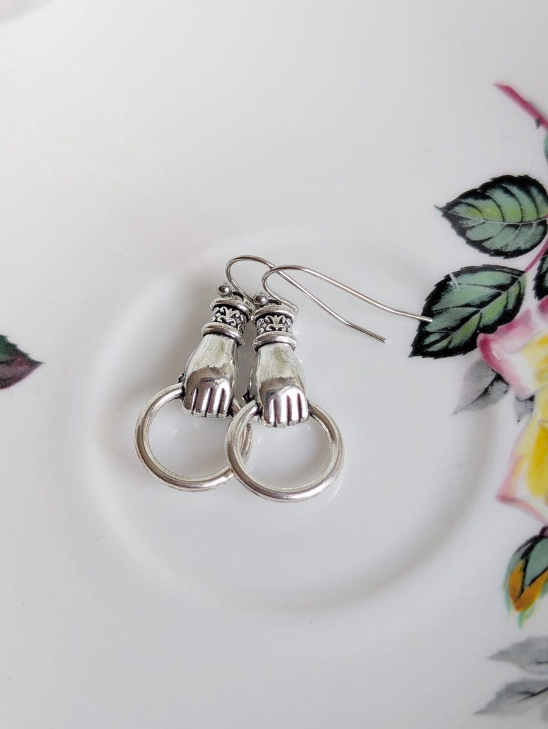 Victorian Hand Earrings – Silver Gothic Vintage Style Jewelry