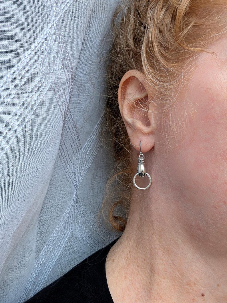 Victorian Hand Earrings – Silver Gothic Vintage Style Jewelry