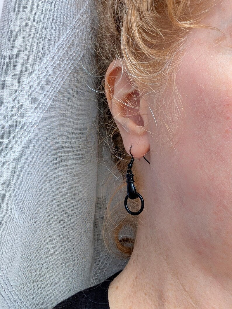 Black Victorian Hand Earrings, Gothic Vintage Inspired Jewelry