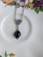 Art Deco Onyx Necklace | Vintage Gothic Black Stone Pendant, Handmade