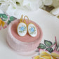 Handmade Limoges Blue Rose Earrings | Vintage Floral Gift for Her
