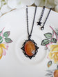 Oval Carnelian Necklace, Gothic Lacy Pendant, Handmade Jewelry