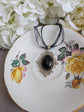 Carnelian Choker Necklace, Silver Gothic Pendant, Black Organza Ribbon