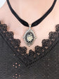 Victorian Rose Cameo Choker Necklace, Black Velvet Gothic Pendant