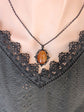 Oval Carnelian Necklace, Gothic Lacy Pendant, Handmade Jewelry