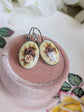 Vintage Rose Earrings, Pink Floral Lever Backs in Brass, Silver or Matte Black