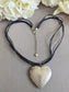 Engraved Silver Heart Locket Choker, Vintage Style Ribbon Necklace