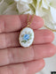Blue Rose Necklace, Vintage Floral Pendant, Historical Costume Jewelry