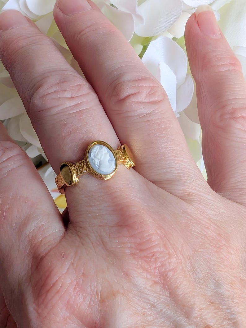 Cameo Ring, Historical Costume Jewelry Gift For Her, Cosplay Accessories, Adjustable Size