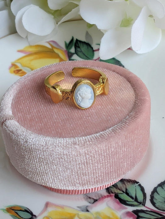 Cameo Ring, Historical Costume Jewelry Gift For Her, Cosplay Accessories, Adjustable Size