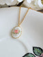 Vintage Pink Rose Necklace | Handmade Limoges-Style Pendant Jewelry
