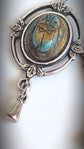 Scarab Earrings with Silver Ox Leaf Frame Pendants, Art Deco Jewelry with Egyptian Inspiration