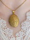 Embossed Vine Oval Locket Necklace, Vintage Style Brass Pendant