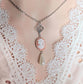 Pink Cameo Necklace with Pearl Drop, Victorian Silver Pendant Gift