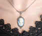 Blue Cameo Necklace Victorian Silver Pendant Vintage Style Jewelry