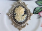Gothic Cameo Choker Necklace, Vintage Setting on Black Velvet Ribbon