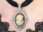 Gothic Cameo Choker Necklace, Vintage Setting on Black Velvet Ribbon
