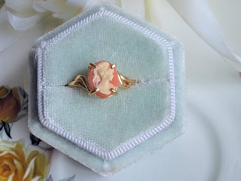 Carnelian Cameo Ring, Gold Vermeil Victorian Adjustable