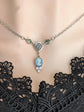 Collier pendentif camée bleu avec opales rose pâle, bijoux victoriens
