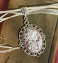 Victorian Cameo Ribbon Choker Necklace, Vintage Lady Pendant