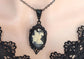 Black Fairy Cameo Necklace, Woodland Fae Pendant, Gothic Jewelry